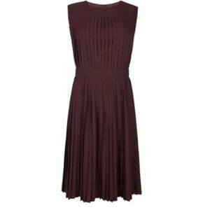 AllSaints Pleated Raegan Sleeveless Dress in Oxblood Dark Red 4